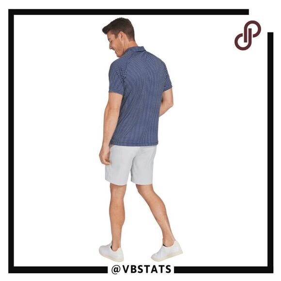 Mizzen + Main Men's Geometric Trim Fit Short Sleeve Polo Shirt Blue Small NWOT - Picture 2 of 11